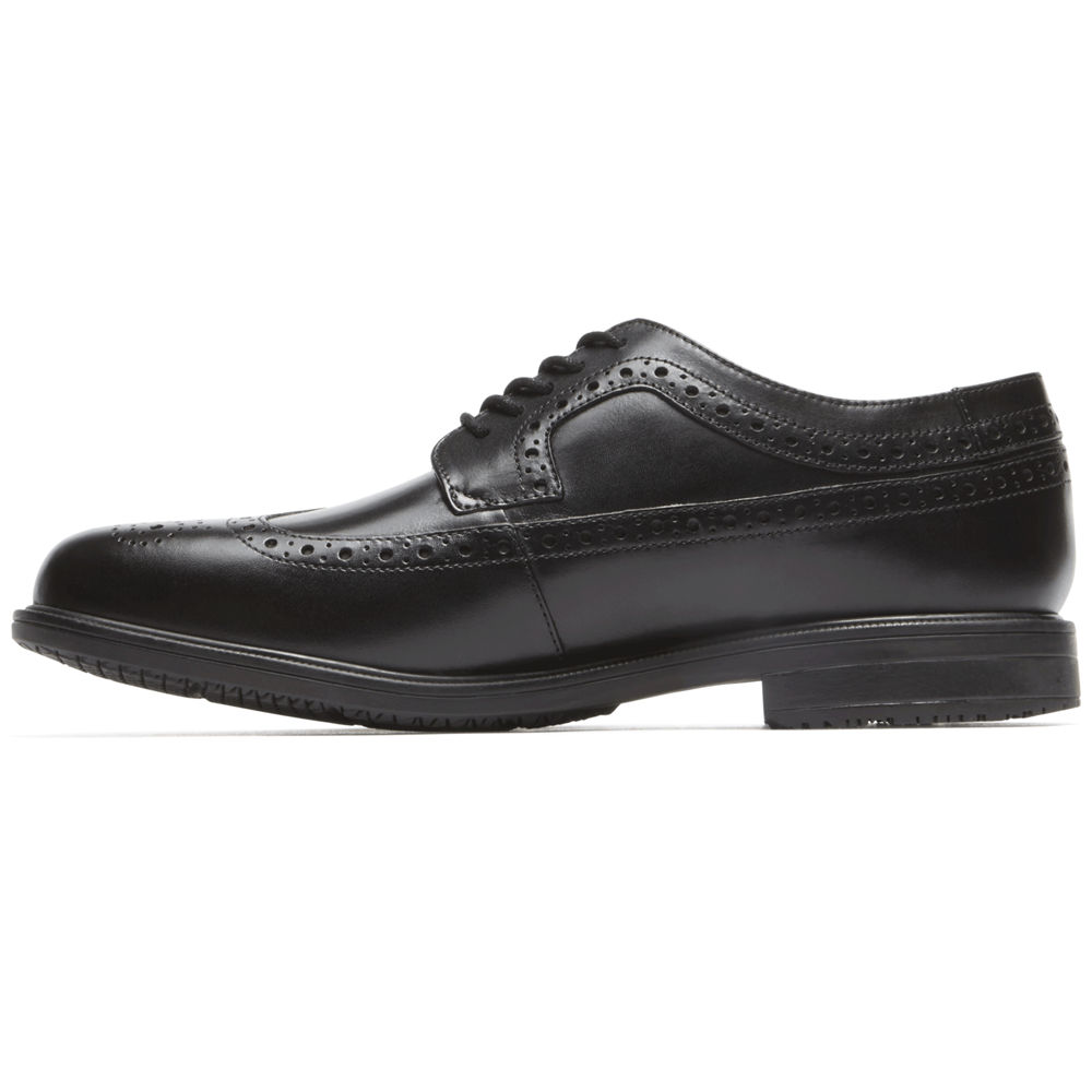 Rockport Mens Dress Shoes Black - Essential Details II Wingtip - UK 856-NIRTBY